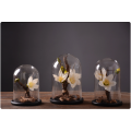 Groothandel Houten Cloche Bell Jar Bloem Glazen Koepel Set